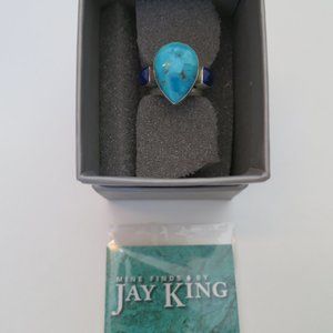 Jay King Mine Finds Genuine Turquoise-Lapis Lazuli Sterling Silver Teardrop Ring